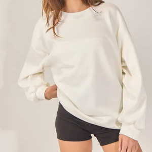 Sudadera de cuello alto para mujer, estilo universitario, de forro polar oversize, con bordado personalizado, venta al por mayor, proveedor de marca de etiqueta privada - Product Image 6