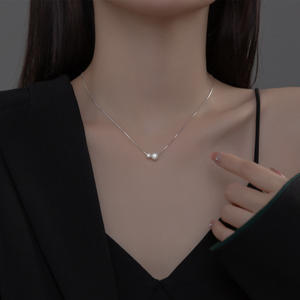 Collar Clásico Lulu Tong de Plata S925, Cadena de Clavícula de Lujo con Colgante de Perla de Agua Dulce, Cadena de Cuello Elegante con Luz Intensa - Product Image 2