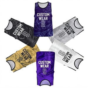 DROGEN EXPORT Heat-<b>Transfer</b> Printed Custom Team Name Number Sleeveless Basketball Jersey Mesh Fabric Quick Dry Unisex Sport - Product Image 1