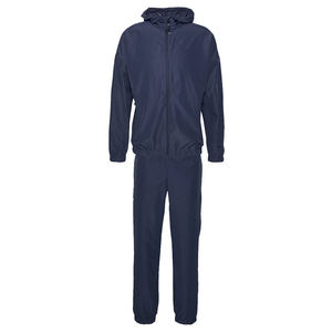 Ensemble de survêtement unisexe bleu marine 2 en 1, veste zippée intégrale et pantalon, couleur unie, vêtements décontractés, automne, matière polyester respirante - Product Image 6
