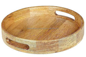 Vente en gros plateau de service multifonction en bois naturel et plateau de service rond en bois de qualité supérieure plateau de service alimentaire Falak World Export - Product Image 4