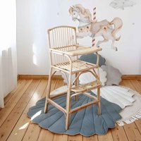 Chaise et table d'alimentation pour bébé nouveau-né, enfant en bas âge, chaise haute en rotin vintage en bois pour enfants