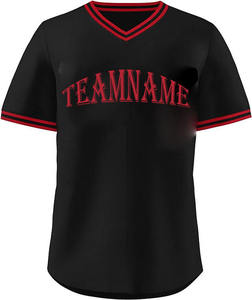 Custom <b>Maroon</b> V-Neck Baseball Jersey Unisex Short Sleeve Screen Printed Team Name Front Breathable Adult Apparel - Product Image 3