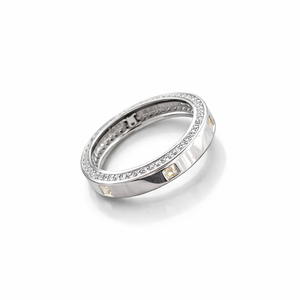 Geometric Pattern Band <b>Ring</b> Romantic Diamond Minimalist Modern <b>Women</b> Wedding Anniversary Promise Party Gift - Product Image 1