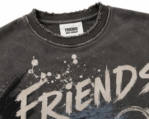 Sweat-shirt décontracté bleu délavé pour homme avec logo personnalisé, manches longues, logo en relief, coupe classique, col rond personnalisé - Product Image 2