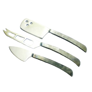 Juego de queso de acero inoxidable con mango de Metal, cortador de queso plateado con patrón de mármol, esparcidor de mermelada, cuchillo de mantequilla - Product Image 1