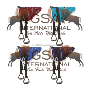 Couverture de selle traditionnelle Navajo à motif, tapis de selle pour monture sans selle, rembourrage épais en mousse et doublure en polaire, avec sangle de selle et étrier. - Product Image 6