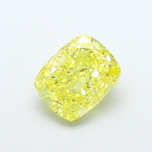 Elegante pieza de joyería fina de lujo, diamante cultivado en laboratorio de color amarillo vivo certificado, corte cojín, piedra preciosa suelta con brillo radiante. - Product Image 1