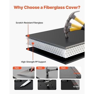 Couverture de benne rigide pliable en trois parties pour Ford F150 2015-2025, benne standard de 6,5 pieds, en fibre de verre imperméable - Product Image 4