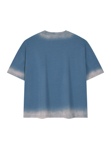 T-shirt pour homme à col rond et manches courtes, effet dégradé, coupe ample, couleur unie, décontracté, tissu jersey 100% coton - Product Image 2