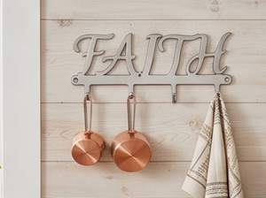 Premium Metal Faith Design Wall Hanging <b>Hooks</b> Wooden Finished Perfect For Charming Home Decor Elegant Functional Accent - Product Image 3