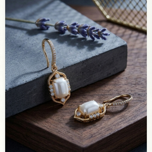 Wholesale Price White Pearl <b>Earrings</b> 5.5 Inch Long CZ <b>Dangle</b> 925 Sterling Silver 18K <b>Gold</b> Plated Trendy <b>Earrings</b> - Product Image 4