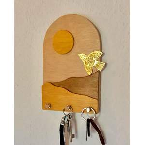 Porte-clés en bois durable et écologique fait à la main, organisateur mural décoratif pour courrier et clés - Product Image 4