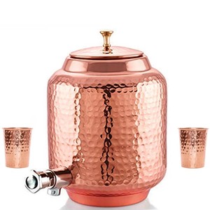 Distributeur d'eau en cuivre au design haut de gamme avec couvercle, grande capacité, style vintage, pour la maison - Product Image 1