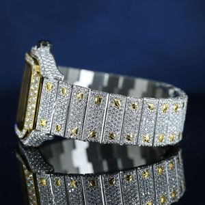 Reloj de pulsera para hombre de lujo, estilo hip hop, con cristal de zafiro cuadrado, de acero inoxidable, con puntero, totalmente cubierto de diamantes, pasa la prueba del diamante. - Product Image 5