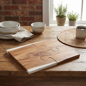 Nouvel ensemble de 4 dessous-de-plat emboîtables en bois de Suar, planche à découper écologique de qualité alimentaire, plateau de découpe en bois fait main pour la cuisine - Product Image 2
