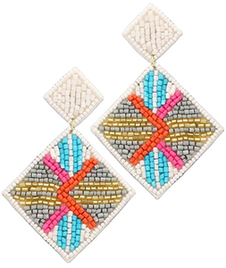 Boucles d'oreilles créoles élégantes et luxueuses, faites à la main, brodées, avec perles de verre et plaqué bronze antique, pour mariages, fêtes et occasions festives - Product Image 1