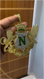 Colgante Personalizado de Plata 925 y Oro 10K con Escudo Real, León, Águila y Corona, Collar con Nombre Estilo Hip Hop - Product Image 2