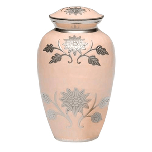 New Decorated Aluminum Funeral Cremation <b>Urn</b> for Adult Human Ashes <b>Large</b> Size Peach Color Funeral Memorial <b>Urns</b> - Product Image 1