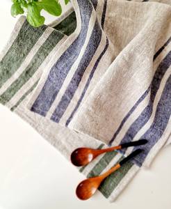 Essuie-tout en lin rayé style français, torchon de cuisine épais, serviette de table rayée naturelle, serviette de table rustique durable - Product Image 2