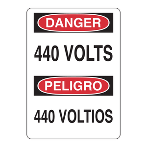 Panneau bilingue de signalisation de danger 440 volts pour zones haute tension - Product Image 3
