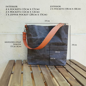 Sac fourre-tout en cuir et toile, couleur unie, broderie, imperméable, style vintage, grande capacité, sac à main de voyage et de shopping, durable - Product Image 6