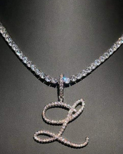 Custom Lab Created Diamond Cursive latter Pendant Initial Charms Pendant 925 Silver Pendant Personalize Latter Pendant For Gift - Product Image 6