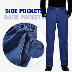 Jeans de Mezclilla para Hombre, Corte Recto, Cintura Alta, Ajuste Regular, Estilo Casual de Algodón, Color Sólido, para Otoño - Product Image 4