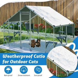 Gabbia per Gatti in Metallo Extra Robusta 3x2m per Esterni, Piattaforma in Legno Massello Fai-da-Te, Doppia Chiusura di Sicurezza, Stabilità Migliorata, Utilizzo Multi-Cane/Gatto - Product Image 5