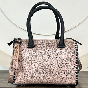Sac à main Speedy en cuir véritable, nouveau modèle, avec motif floral sculpté d'aigle, en cuir véritable, avec poignée supérieure, petit sac de voyage unisexe à bandoulière, tendance - Product Image 5