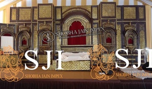 Trending Wedding White 3D Carved Mehrab <b>Stage</b> traditional <b>stage</b> golden <b>stage</b> outdoor indoor - Product Image 4
