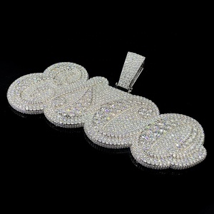 RB GEMS Hip Hop Rapper Fine Jewelry 925 Sterling <b>Silver</b> Iced Out VVS Moissanite GIA Certified Gift Letter <b>Initial</b> Charm <b>Pendant</b> - Product Image 5