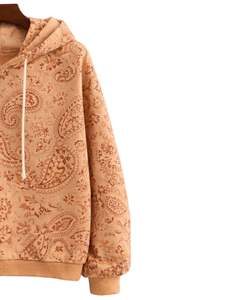Sudadera con Capucha para Mujer, Diseño Paisley Beige Personalizado, Felpa de Algodón, Estilo Casual, Fabricante Personalizado, Proveedor de Ropa Urbana al por Mayor - Product Image 4