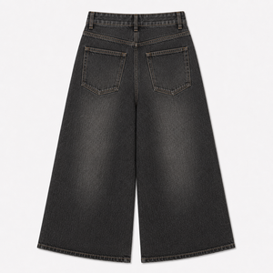 Culottes vaqueros de mujer de pierna ancha, cintura alta, corte holgado, estilo vintage sencillo, transpirables, para verano, lavado oscuro/claro, bonitos - Product Image 5