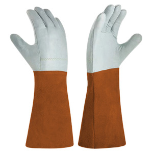 Gants de travail de haute qualité certifiés CE, résistants, en cuir de vachette grainé et croûte, pour soudage TIG, avec bandes réfléchissantes de sécurité - Product Image 5
