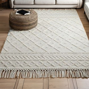 พรมปูพื้นลายดอกไม้ถักจากปอกระเจา กันลื่น เป็นมิตรกับสัตว์เลี้ยง เป็นมิตรกับสิ่งแวดล้อม ใช้ได้สองด้าน ไม่ยับง่าย ขนสั้น - Product Image 1