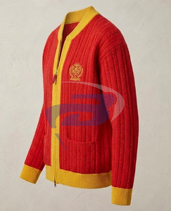 NSPDK Sorority Cardigan <b>Sweater</b> Red & Yellow Embroidery Stylish College Apparel for Women Knitwear Casual Acrylic Knit <b>Sweater</b> - Product Image 3