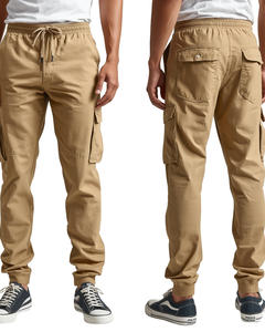 Pantalones Cargo para Hombre, Cintura Elástica, Múltiples Bolsillos, Verde Oliva, Pantalones Casuales, Mezcla de Algodón Transpirable, Ropa de Primavera - Product Image 4