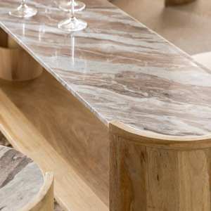 โต๊ะกาแฟทรงวงรี แวนดาน่า แอสตัน เครสต้า ทำจากไม้มะม่วงและหินอ่อน - Product Image 4