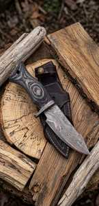 Cuchillo Skinner de Acero de Damasco con Mango de Madera, Hoja de Punta Caída de 0.6mm de Grosor, Herramienta para Exteriores - Product Image 5