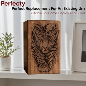 Urne commémorative en bois écologique faite à la main, motif léopard, boîte à souvenirs gravée pour animaux sauvages, pour cendres de bébé et humaines - Product Image 4