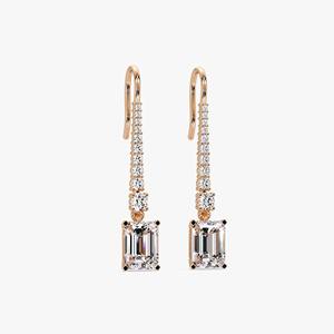 Boucles d'oreilles pendantes en or 14 carats de qualité supérieure avec diamant de laboratoire taille émeraude 35 mm, bijoux élégants en diamant fin, cadeau pour femme - Product Image 3
