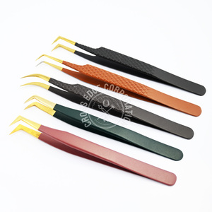 Luxury Wholesale Individual Lash Tweezers Natural Fiber Tip Grip Nonslip Lashes Extensions 90 Degree Volume Cluster Eyelashes - Product Image 6