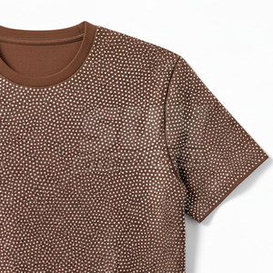 เสื้อยืดแฟชั่นผู้ชายประดับเพชร 100% ผ้าฝ้าย ทรงโอเวอร์ไซส์ คุณภาพสูง ระบายอากาศได้ดี สไตล์ใหม่ - Product Image 5