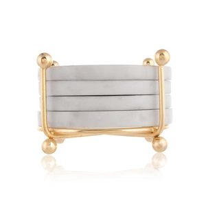 White Round <b>Marble</b> <b>Coaster</b> with Stand 4 pcs Natural Solid Handmade <b>Marble</b> <b>Coaster</b> Table Decorative <b>Coaster</b> Set with Holder - Product Image 2