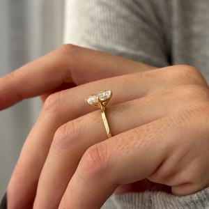 2 Carat Elongated Cushion Lab Grown <b>Diamond</b> Compass Set Engagement <b>Ring</b> , 14k Yellow Gold , IGI Certified - Product Image 4
