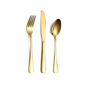 Juego de Cubiertos de Oro de 3 Piezas de Primera Calidad, Cuchillo, Tenedor y Cuchara de Lujo con Acabado Reflectante Elegante para Bodas y Hoteles - Product Image 1