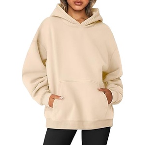 Sweat à capuche épais et surdimensionné unisexe avec logo personnalisé imprimé sur toute la surface conception à épaules tombantes 100% coton femmes longues - Product Image 1
