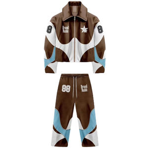 Survêtement de sport haut de gamme pour homme avec capuche zippée, patchwork personnalisable, style streetwear pour homme et femme - Product Image 1