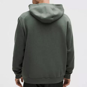 Sweat-shirt à capuche surdimensionné pour homme en molleton uni, décontracté, pour l'automne, manches classiques, avec poches, 100 % coton tricoté - Product Image 3